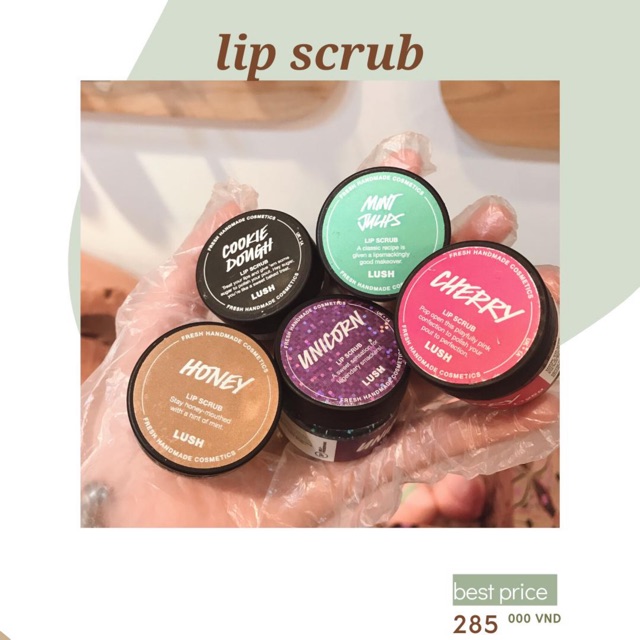 Lip scrub - Tẩy da chết môi Lush : chery , mint julips , unicorn , cookie dough, honey | BigBuy360 - bigbuy360.vn