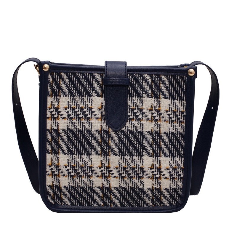 Túi xách đeo vai sức chứa lớn họa tiết kẻ sọc thời trang mùa thu mới 2021