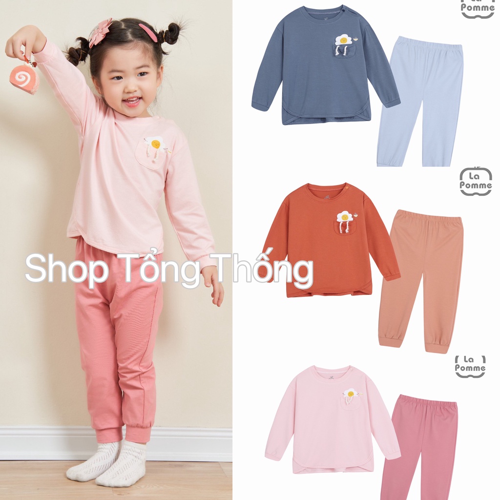 Bộ La Pomme dài tay chất Bamboo cao cấp mềm mịn thoáng mát thấm hút tốt cho bé trai bé gái túi ngực trứng ốp la 13046