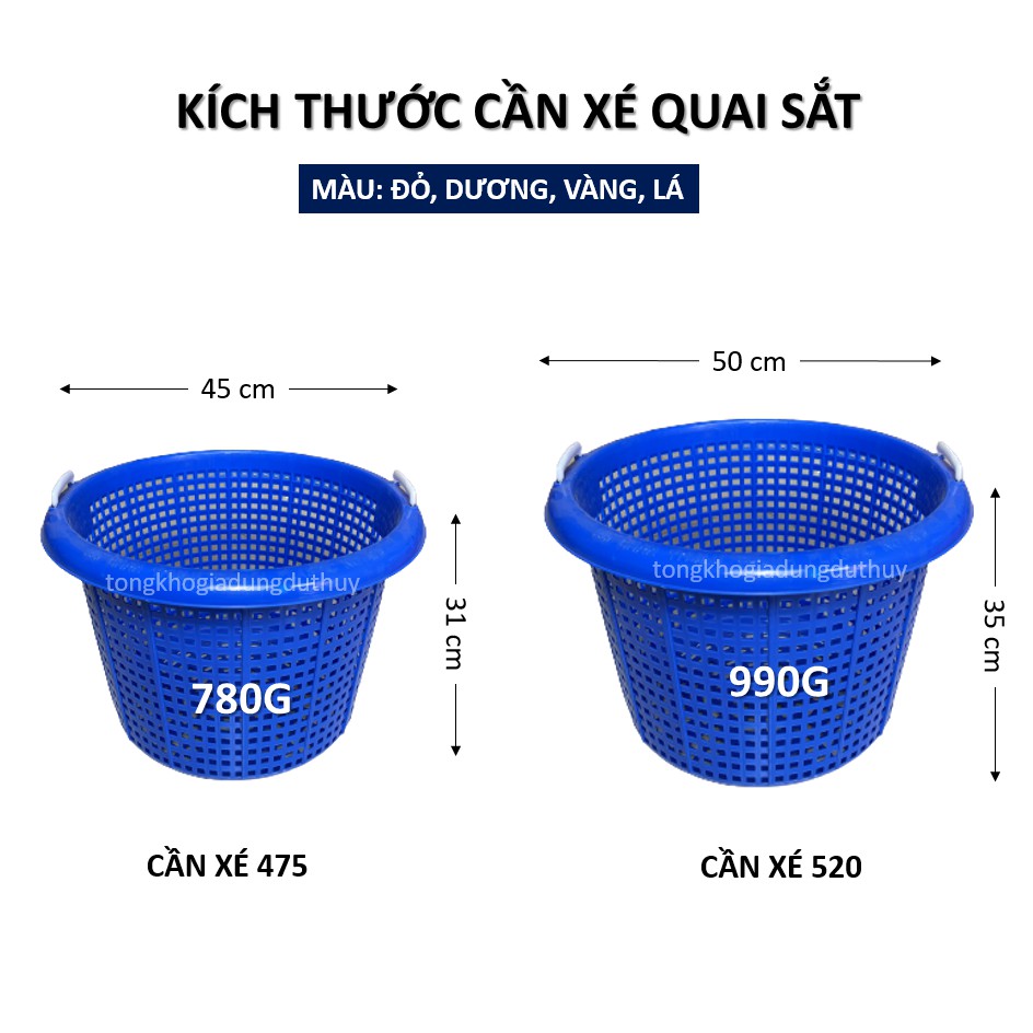 Sọt nhựa tròn loại dày có quai sắt 475CTT, nhựa pp chính phẩm dày dặn thương hiệu Chấn Thuận Thành