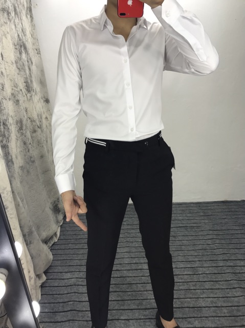 Xả Hàng Quần Tây Nam Đen Phối Viền Thắt Lưng Hàn Quốc | BigBuy360 - bigbuy360.vn