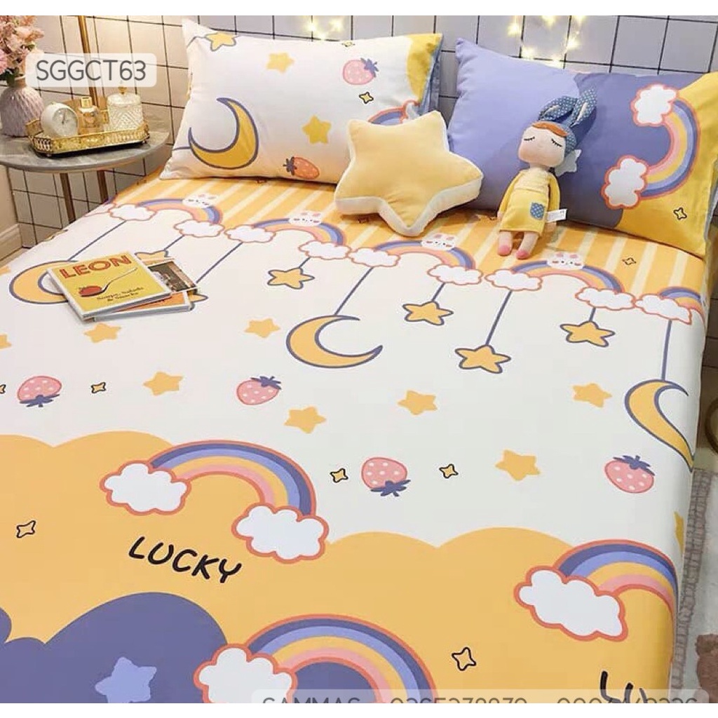 Bộ Chăn Ga Gối 3 Món Dễ Thương Cho Bé, Cotton 100% An Toàn, Thoáng Mát