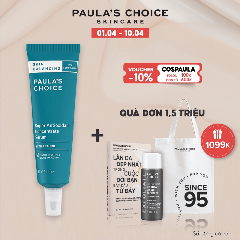 Tinh chất chống lão hóa cân bằng độ ẩm Paula's Choice Skin Balancing Super Antioxidant Concentrate Serum 30ml Mã: 3350