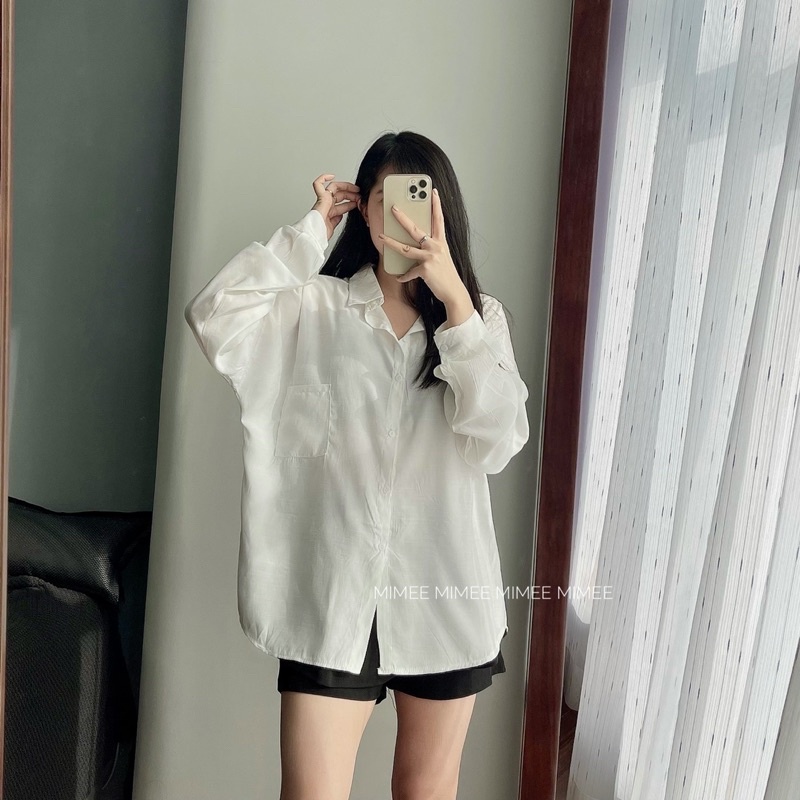 Áo somi trắng oversize form rộng chất mát