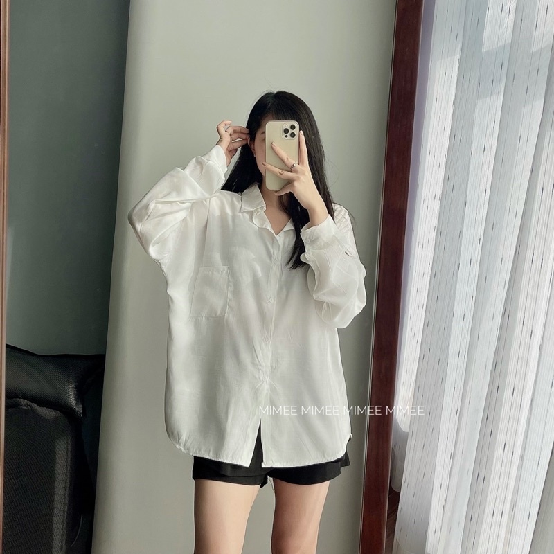 Áo somi trắng oversize form rộng chất mát | BigBuy360 - bigbuy360.vn