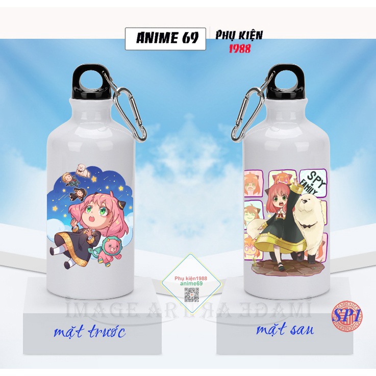Bình nước thể thao nhôm in hình anime - Gia Đình Điệp Viên - Spy x Family -500ml