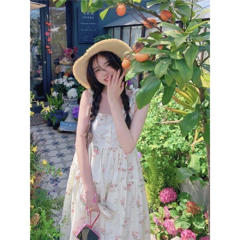 Váy hai dây🌸 Đầm nữ maxi dáng dài hoa nhí in hình dáng xoè phong cách Hàn Quốc Ulzzang Mylady