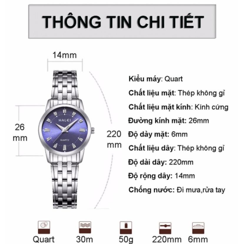 Đồng hồ nữ Halei 502L dây vàng sang trọng tinh tế