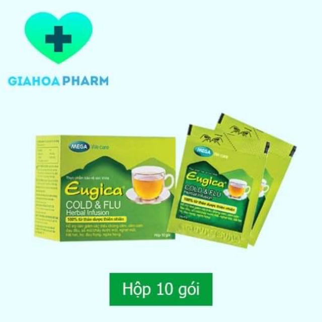 Trà thảo dược Eugica Cold Flu Herbal Infusion (10 gói) - Làm ấm, giải cảm, giảm ho, đau đầu, ngứa rát họng, sổ nghẹt mũi