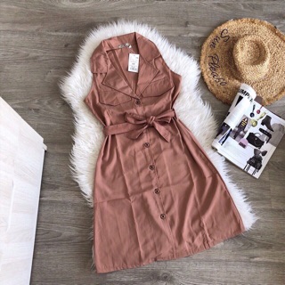 Đầm váy công sở vest nude kèm dây thắt eo