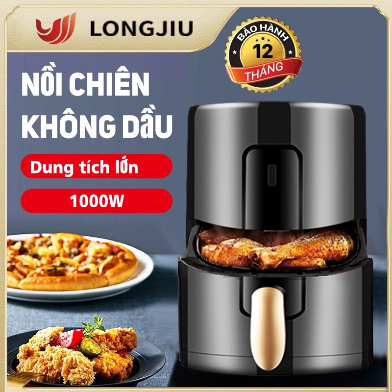 LONGJIU✔ Nồi chiên không dầu  Dung Tích Siêu Lớn  Công nghệ Chiên 360 Độ - Giá rẻ - Hàng chính hãng