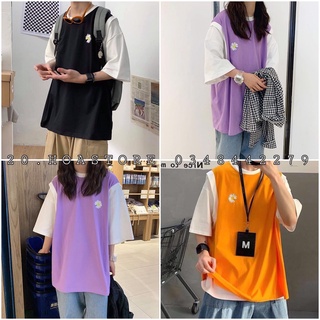 ÁO THUN PHỐI TAY RAGLAN HOA CÚC ĐEN CAM TÍM HOT - ÁO KIỂU GILE HOA CÚC ULZZANG