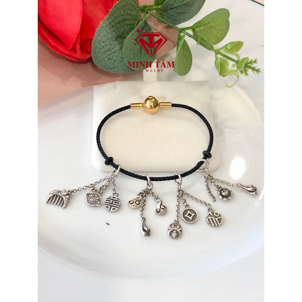 Charm bạc treo hoa sen và đài sen bạc 925, Charn hoa sen bạc Thái 925 cao cấp-Minh Tâm Jewelry