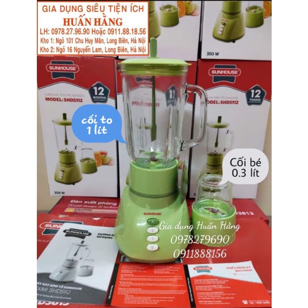 CỐI THUỶ TINH TO MÁY XAY SINH TỐ 1 LÍT CHÍNH HÃNG SUNHOUSE SHD5112 SHD5115 SHD5111