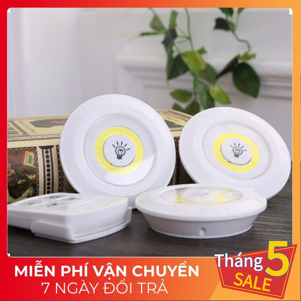 Đèn led dán tường thông minh treo cầu thang phòng ngủ gắn tủ trang trí - Bộ 3 bóng mini Điều khiển từ xa