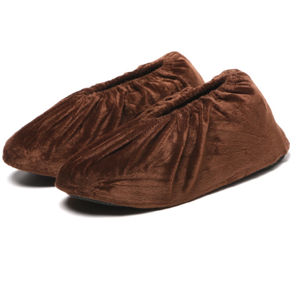 Bọc giày đi trong nhà bằng vải flannel chống trượt có thể tái sử dụng tiện lợi