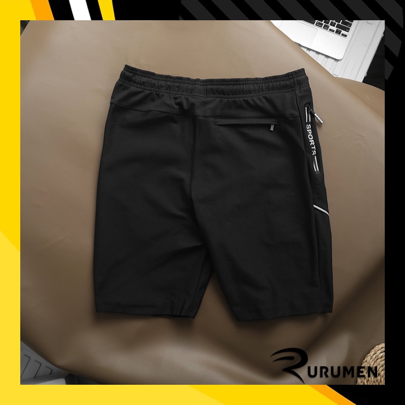 Quần Short Thể Thao Nam Thun Cotton Rayman RURUMEN Quần Đùi Ngắn VNXK Co Giãn Màu Đen, Xanh Đen - QB389