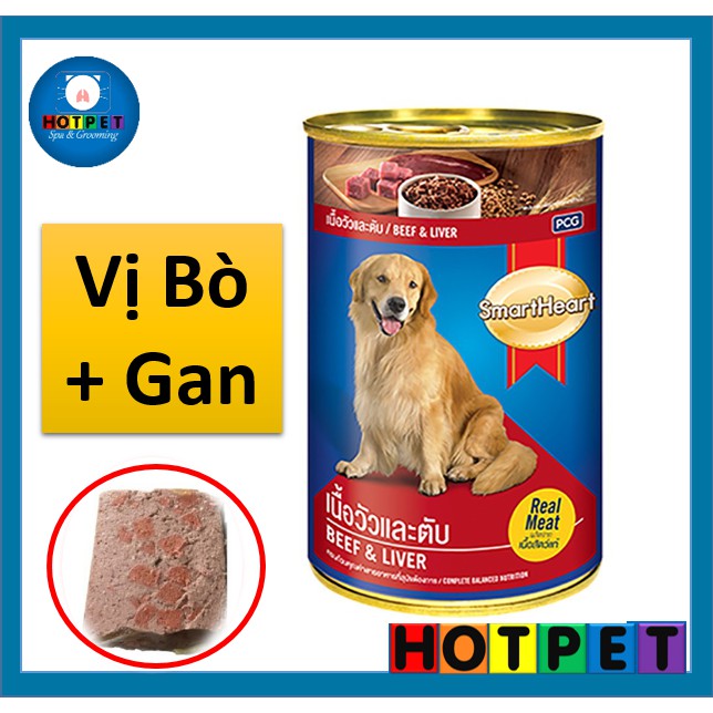 Pate cho chó Smartheart dạng lon 400g - Vị bò và gan - Hàng nhập Thái