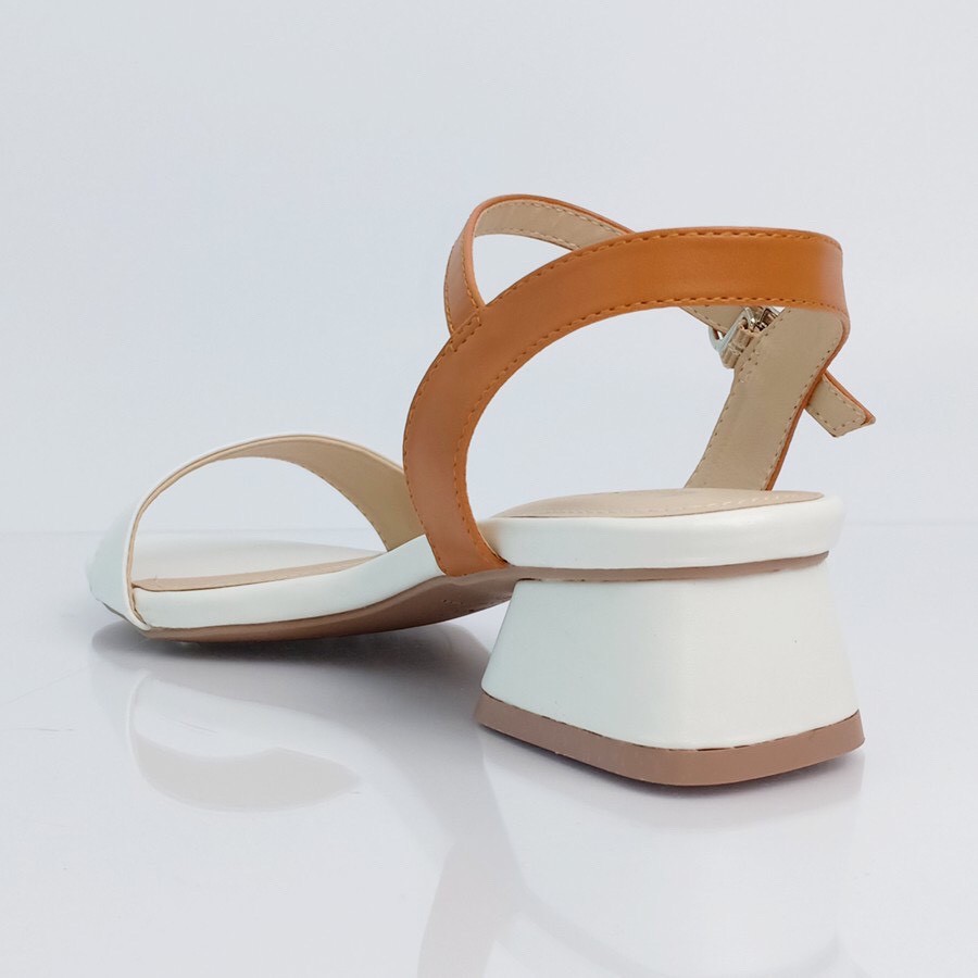 Giày sandal gót vuông 3 phân cực xinh - màu trắng