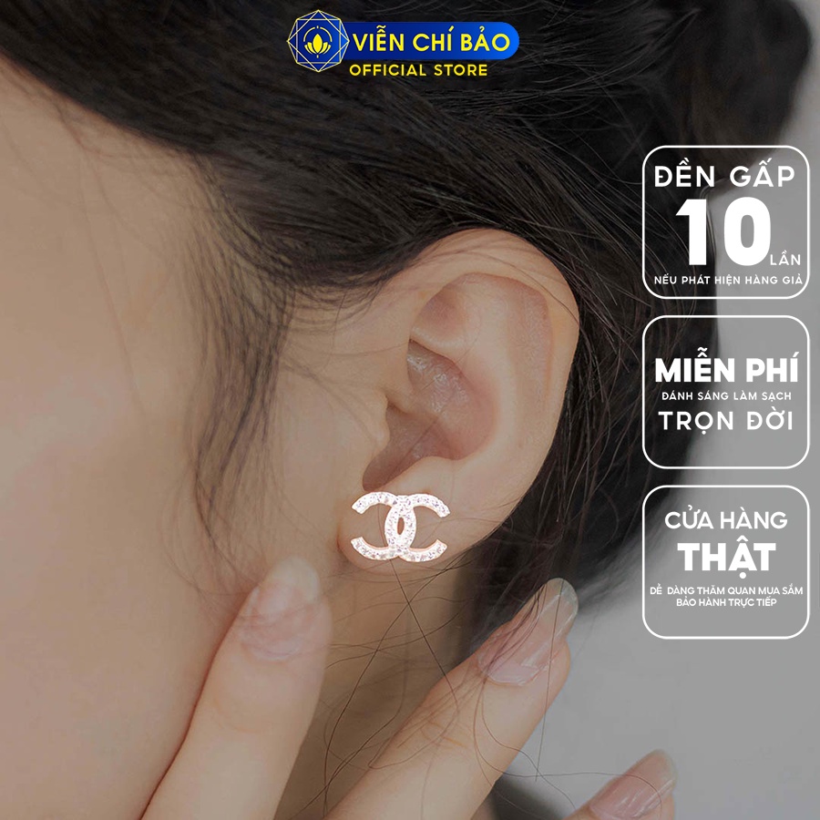 Bông tai bạc nữ CC chất liệu bạc 925 thời trang phụ kiện trang sức nữ Viễn Chí Bảo B400163