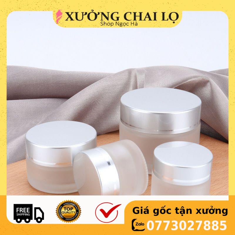 Hũ Chiết Mỹ Phẩm ❤ GIÁ RẺ NHẤT ❤ [30g, 50g] Hũ Chiết Mỹ Phẩm Thủy Tinh Nắp Vàng, Bạc đựng kem face , phụ kiện du lịch