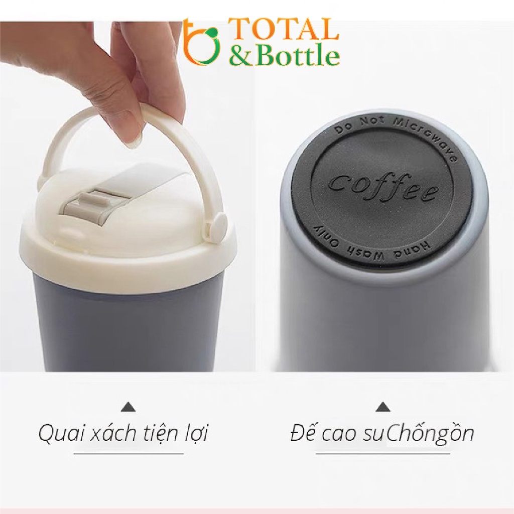 Bình nước giữ nhiệt, ly giữ nhiệt chân không inox 304 có quai xách, ống hút 500ml - Total Bottle
