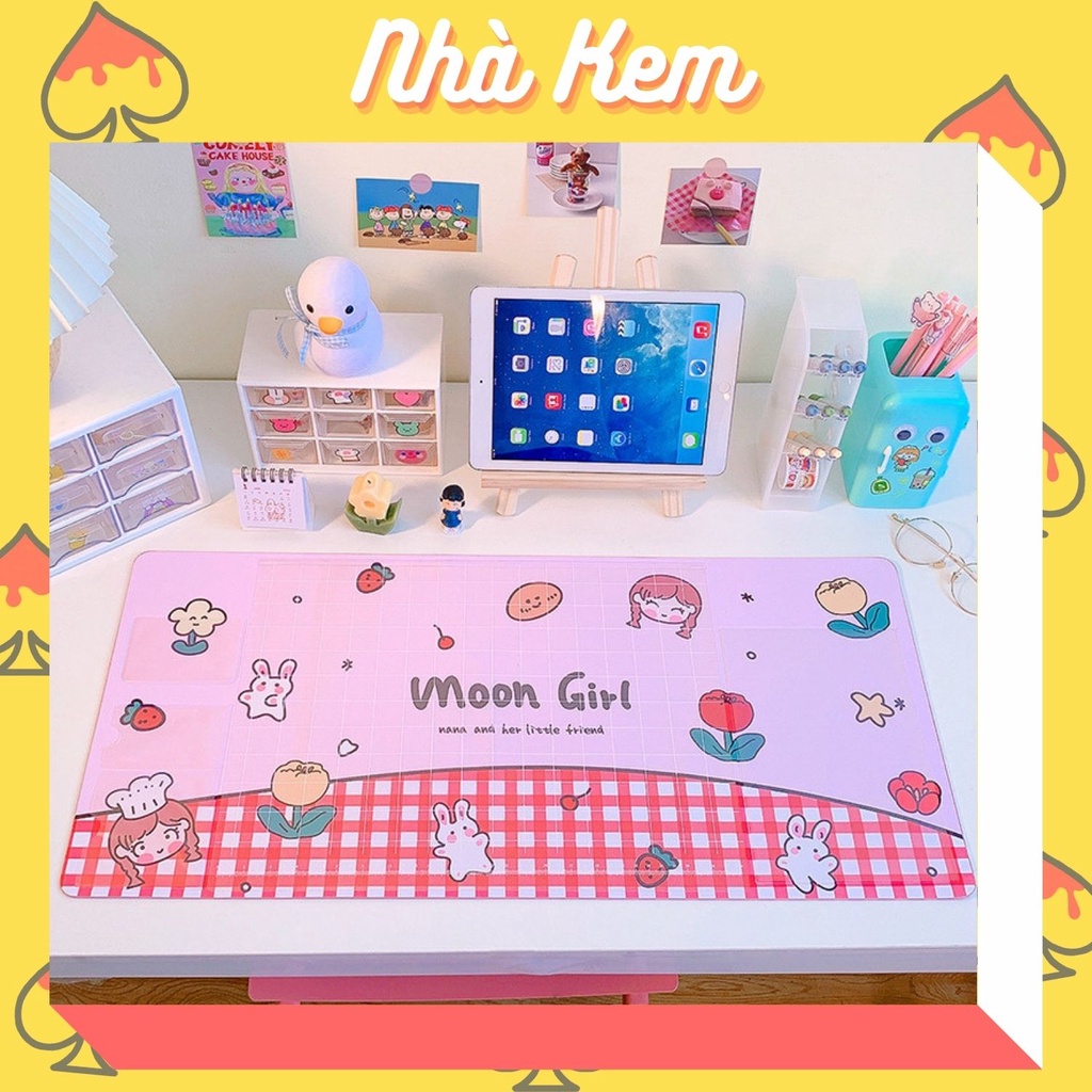 Tấm lót chuột trải bàn đa năng chống thấm có thước đo và ngăn kẹp tài liệu