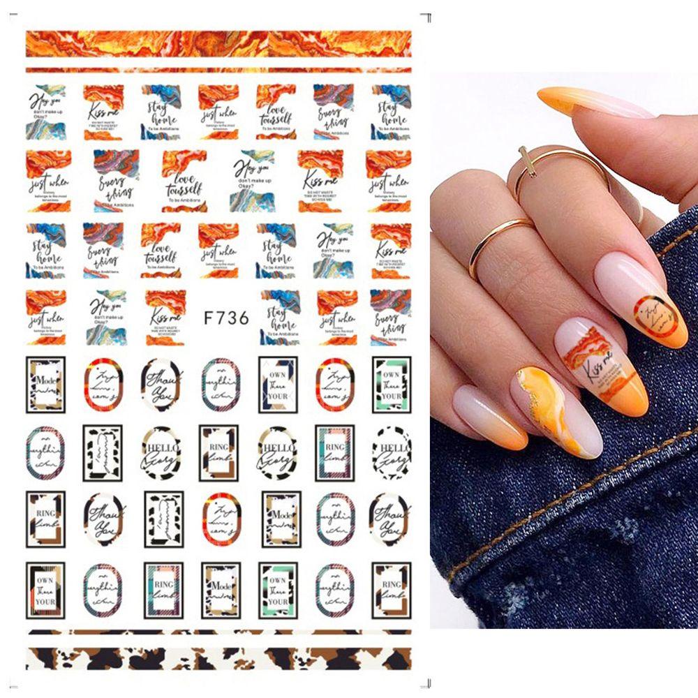 OCEANMAP Miếng Dán Trang Trí Móng Tay 3D Tự Dính Họa Tiết Hoa Lá Xinh Xắn