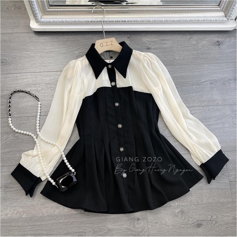 ÁO SƠ MI XẾP LY CỔ ĐỨC PHỐ BE