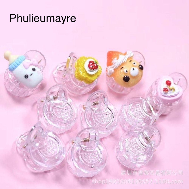 Kẹp Tóc mini Hình Tròn Trong Suốt Dùng Làm Thủ Công DIY Cho Bé Gái