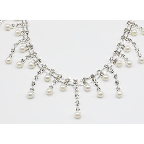 Dây đá tua rua  mix ngọc - làm phụ kiện may mặc, cổ trang, trang trí giày, túi xách, phụ kiện handmade- Quy cách 1met