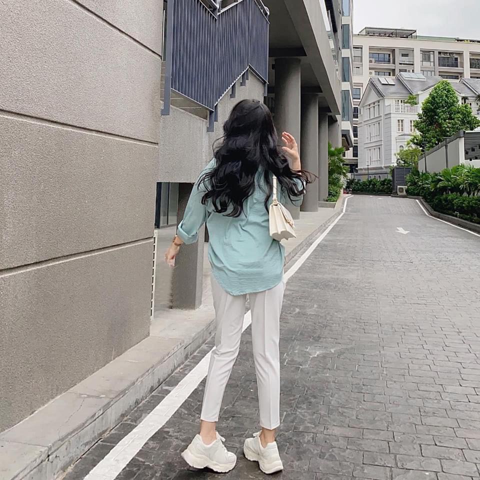 Áo sơ mi nữ dài tay vạt tôm nhiều màu mềm mát