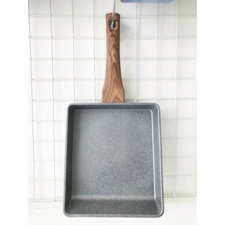 Chảo Chữ Nhật Vân Đá ECORAMIC Kiểu Nhật 20*23CM Dùng được bếp từ