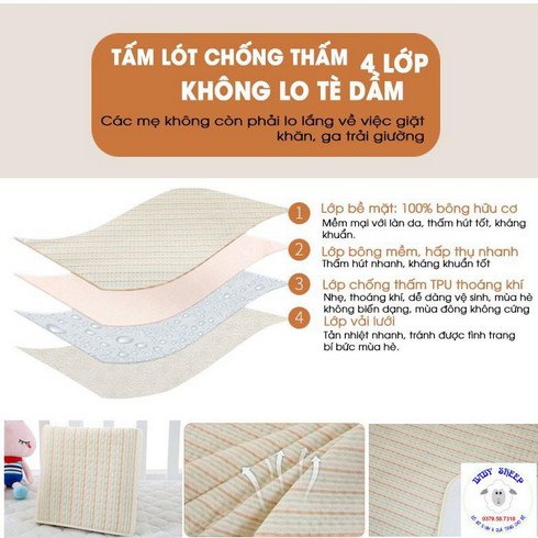 Lót chống thấm cho bé ORGANIC 100% Cotton hữu cơ tự nhiên