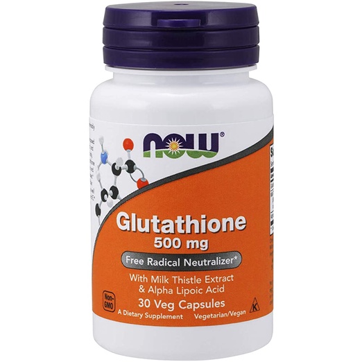 Viên Uống Trắng Da Nội Sinh | Now Glutathione 500 mg with Milk Thistle Extract & Alpha Lipoic Acid