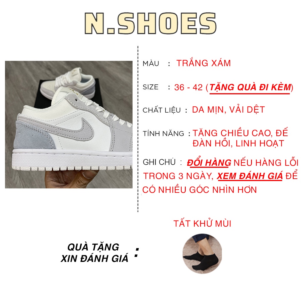 Giày Thể Thao Air Jordan 1 Low Paris cổ thấp, Giày thể thao Sneaker JD Paris Xám xanh Nam Nữ