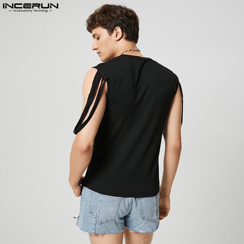 INCERUN Áo Tank Top Sát Nách Phối Tua Rua Thời Trang Dự Tiệc Cho Nam