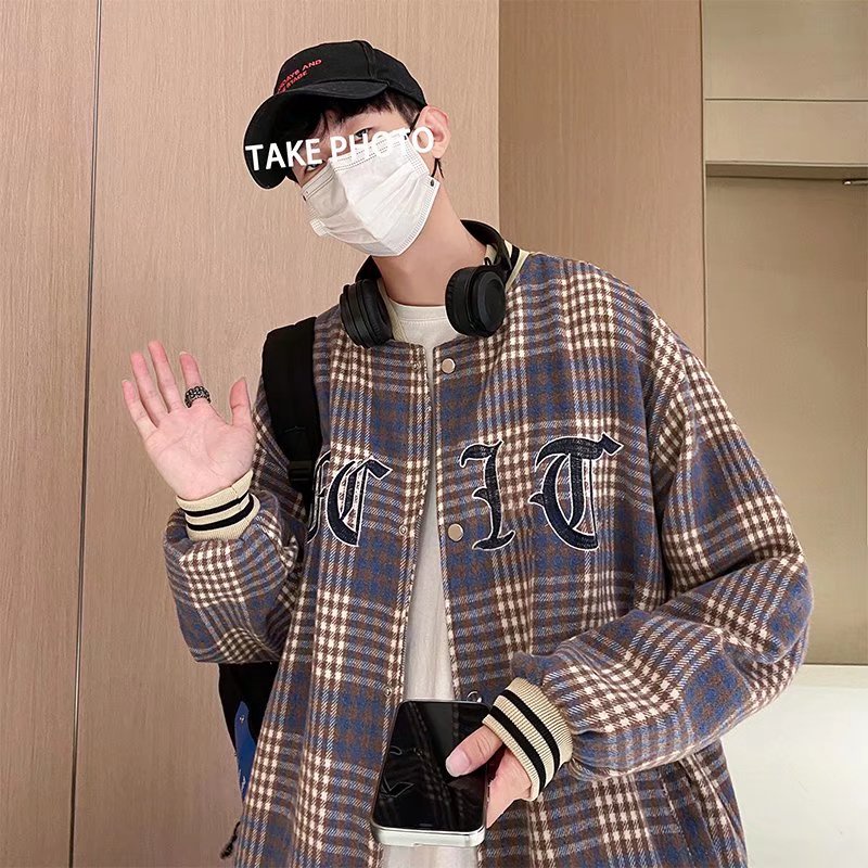 Áo khoác bóng chày họa tiết ca rô phong cách năng động trẻ trung dành cho cả nam và nữ