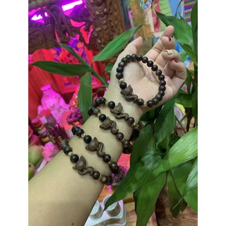 Vòng tay trầm hương đơn mix hoa sen nhiều size - Trầm hương sánh chìm