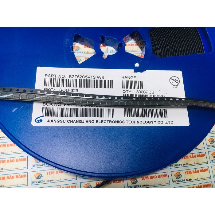 Combo 45 con BZT52C5V1S, Kí Hiệu W8 Diode Zenner 5.1V SOD-323 0805