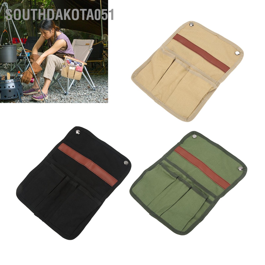 [Hàng HOT] Túi Đựng Đồ Dùng Bằng Vải Bạt Nhiều Ngăn Treo Tay Vịn Ghế Ngồi Câu Cá / Cắm Trại Ngoài Trời【Southdakota051】