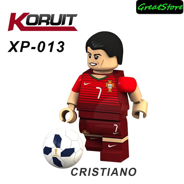 ( Hãng Sẵn Sàng ) MINIFIGURES LEGO XT 1003 Cầu Thủ C.RONALDO,MESSI,NEYMAR,BECKHAM,LUIZ NAZARIO,DE BRUYNY,MODRIC,CAVANI