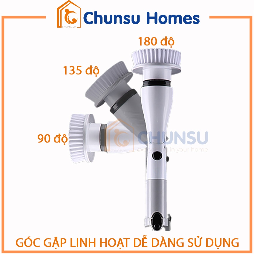 Chổi Cọ Bằng Điện Vệ Sinh Nhà Bếp Bồn Cầu Toilet Nhà Tắm Cửa Kính Kèm Với 4 Đầu Thay Thế - Chunsu Jesopb K-129