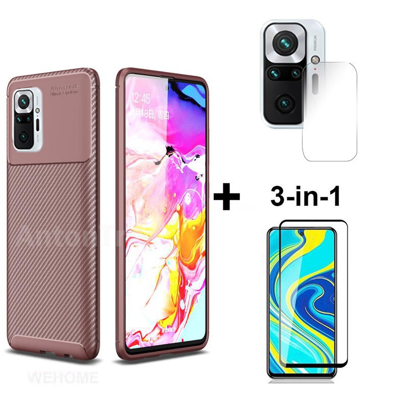 Ốp Điện Thoại Silicon 3 Trong 1 + Miếng Dán Bảo Vệ Camera 3 Trong 1 Cho Xiaomi Redmi Note 10 Pro Redmi Note 10 Pro