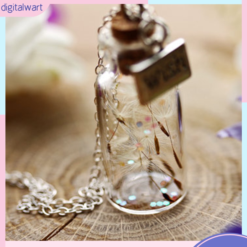 Dây chuyền mặt dây hình lọ ước nguyện có hoa bồ công anh thời trang xinh xắn