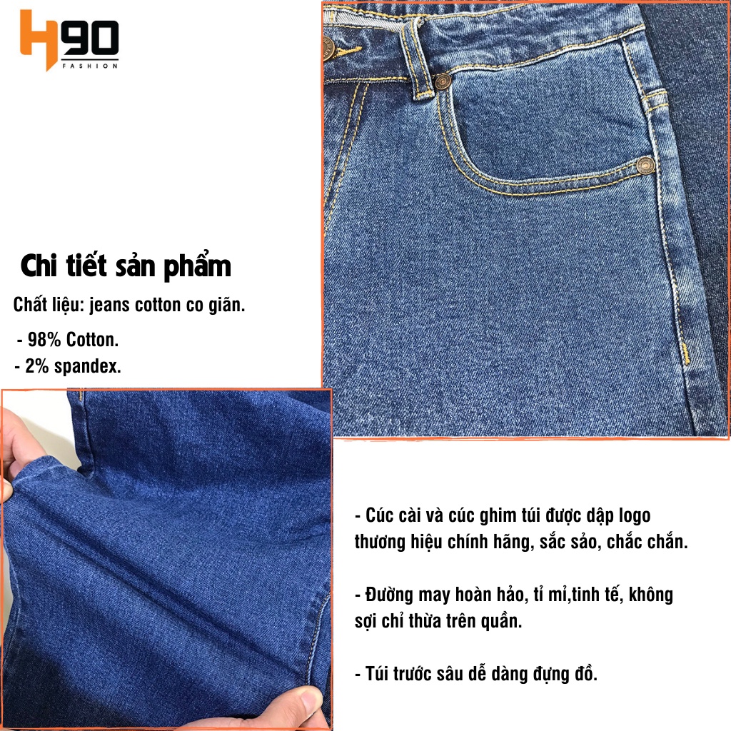 Quần Jean Nam H90 Ống Đứng Dáng Suông Rộng Chất Bò Co Giãn MTRJ002