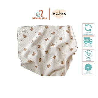 Chăn lụa cotton Mochee hình gấu cho bé họa tiết mềm mại - Monnie Kids