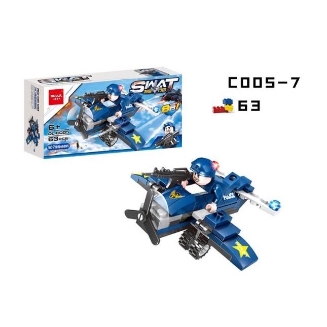 [8 trong 1] Bộ xếp hình lego lắp ghép siêu máy bay trực thăng cảnh sát SWAT (Tổng 514 miếng ghép)