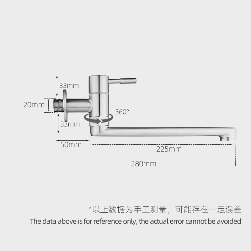 Vòi Nước Gắn Tường Linh Hoạt Bằng Thép Không Gỉ 304 Xoay 360 Độ° Xoay Cây Lau Nhà Tắm