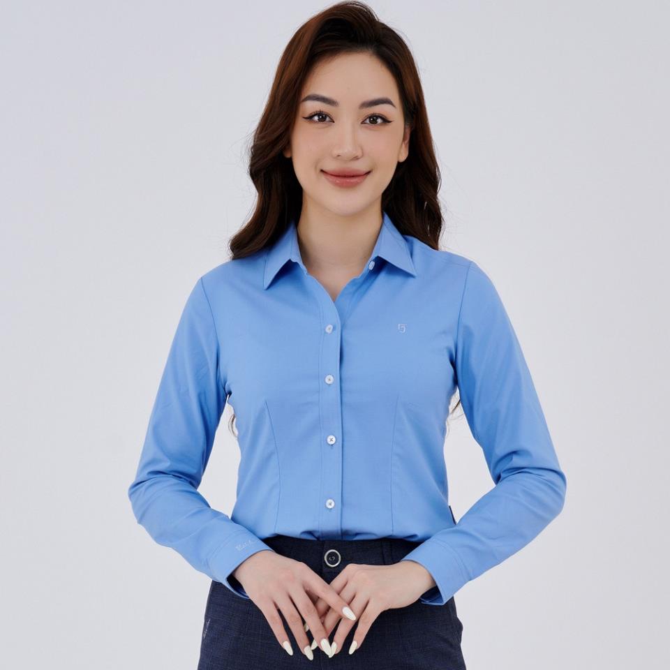 Áo sơ mi nữ Thái Hòa Shop tay dài trơn giãn 2869 - 6 MÀU SẮC